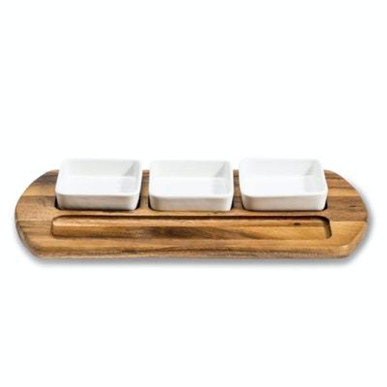 Kalmar Home Charcuterie/ Serving Tray w/ 3 square ceramic bowls
